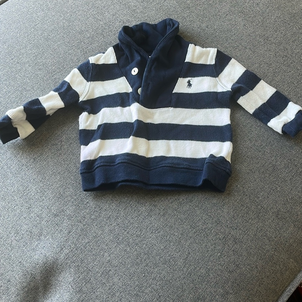 Ralph Lauren navy and white striped collared sweater sz 9  month